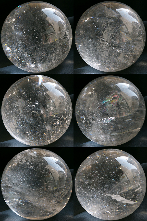 レインボーヒマラヤ水晶54mm球のアングル別カット