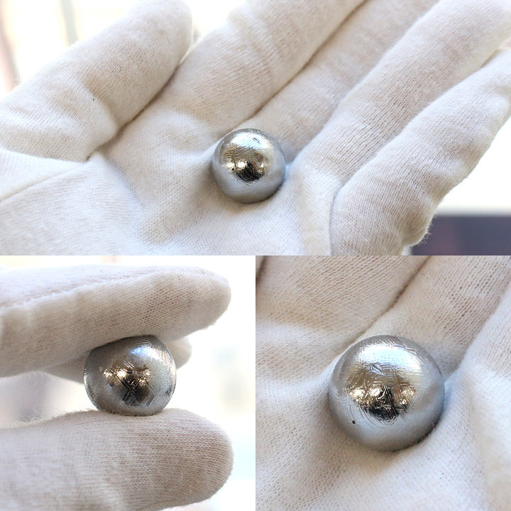 スウェーデン産メテオライト約15.6mm球 丸玉 (天然石 隕石 パワーストーン) 手にのせて撮影