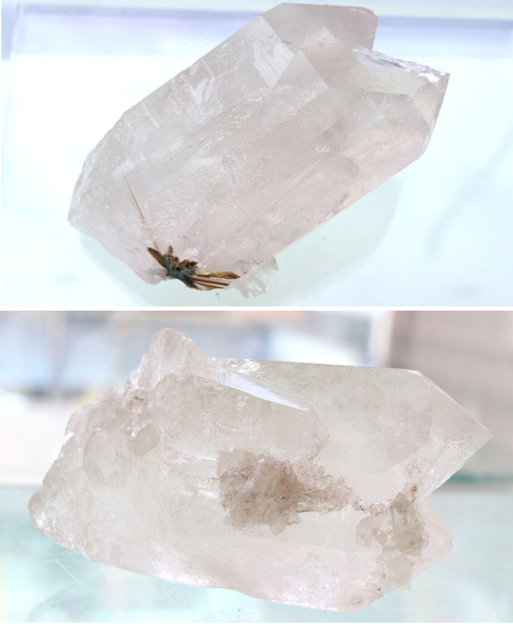 ルチル結晶付きレムリアン水晶を様々な角度から撮影