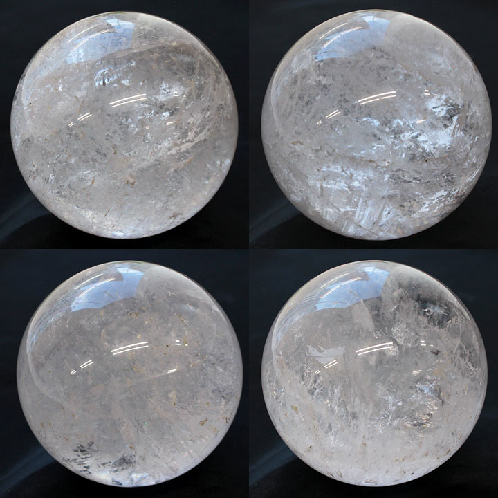 パールバティ産 ヒマラヤ水晶 約72.5mm球（丸玉 天然石 パワーストーン まるだま 球体 置物 インド）アングル別カット