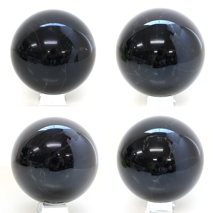 黒水晶 約84mm球 丸玉（天然石 パワーストーン モリオン モーリオン 球体）アングル別カット