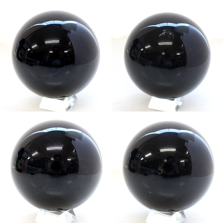 黒水晶 約81mm球 丸玉（天然石 パワーストーン モリオン モーリオン 球体）アングル別カット
