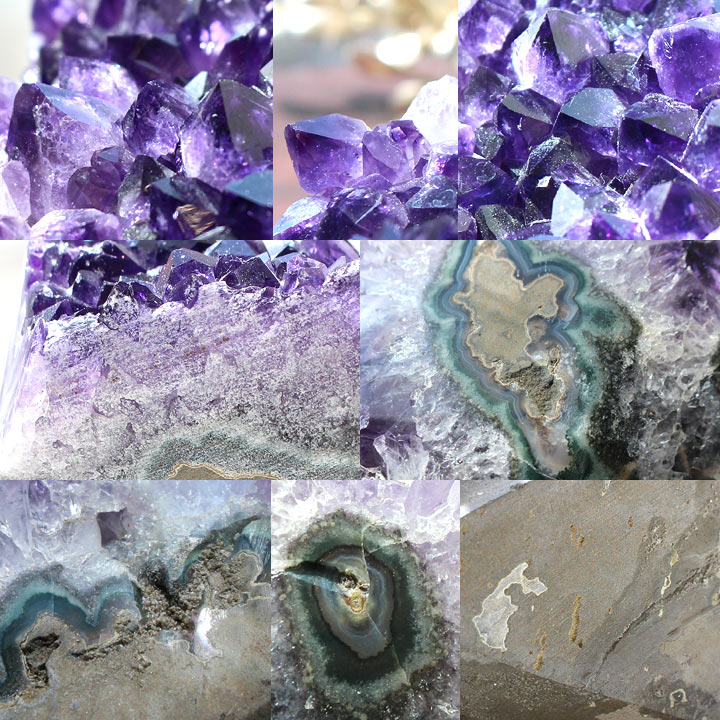 ウルグアイ産 アメジスト クラスター 23 原石（紫水晶 アメシスト 天然石 置物）拡大して撮影