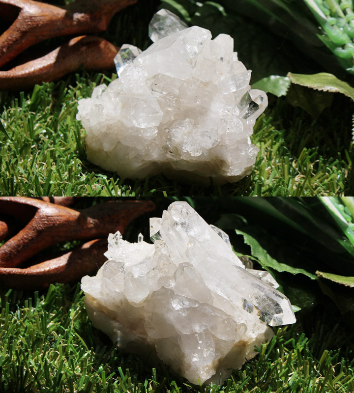 ブラジル産 水晶 クラスター 原石（天然石 パワーストーン 置物）差分撮影