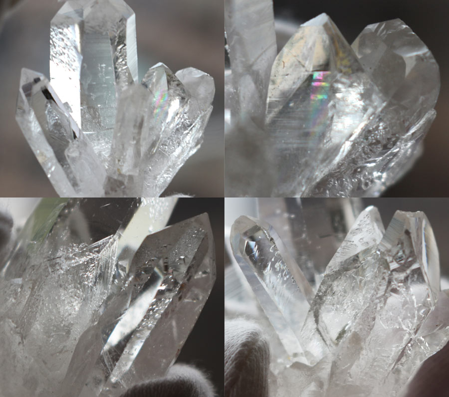ブラジル ミナスジェライス州のゼッカ・デ・ソウザ水晶　クラスター原石（希少 癒し 宇宙 スピリチュアル 水晶クラスター 天然石 パワーストーン）四方向から撮影