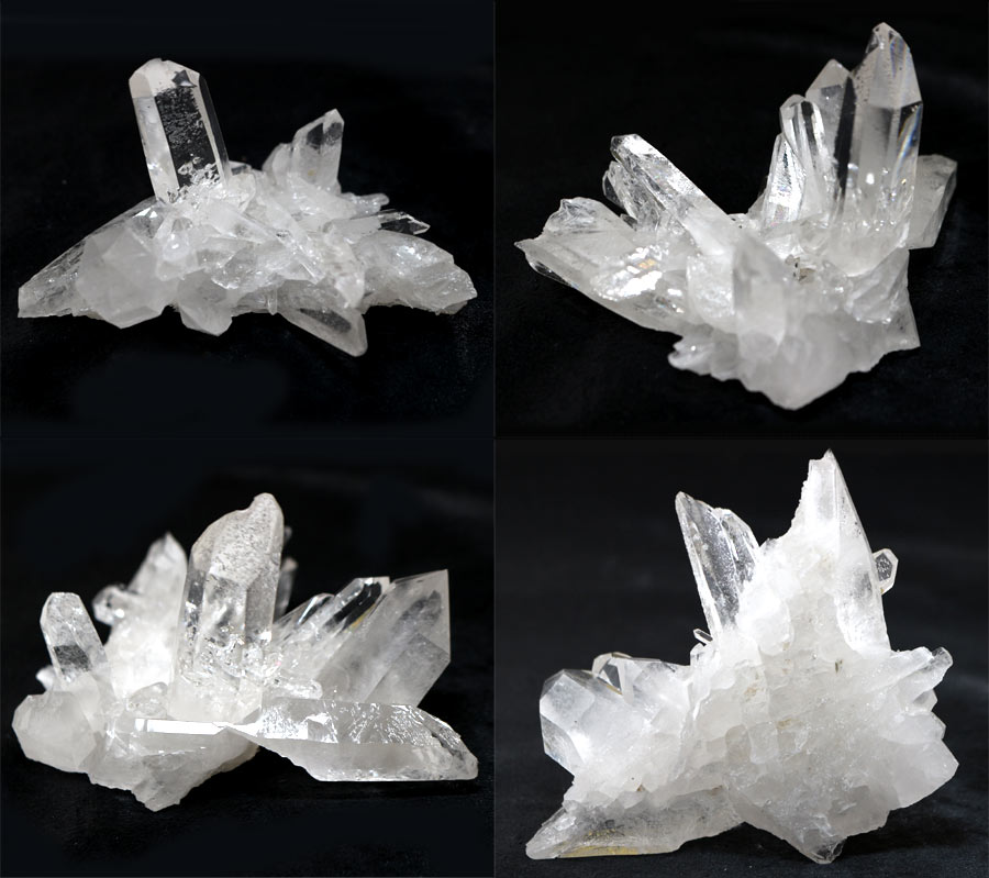 ブラジル ミナスジェライス州のゼッカ・デ・ソウザ水晶　クラスター原石（希少 癒し 宇宙 スピリチュアル 水晶クラスター 天然石 パワーストーン）四方向から撮影