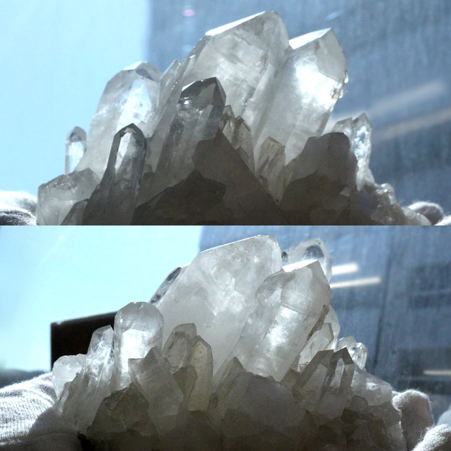 ヒマラヤ水晶クラスター（天然石 ヒマラヤ産 パワーストーン スピリチュアル 原石 鉱物標本 癒し）を四方向から撮影